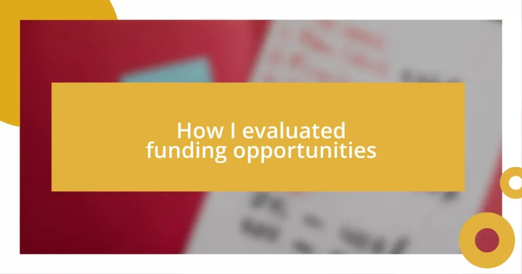 How I evaluated funding opportunities