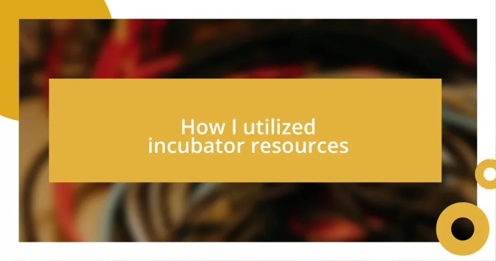 How I utilized incubator resources