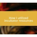 How I utilized incubator resources