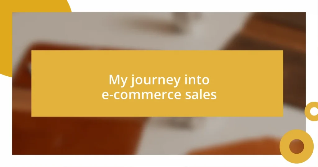 My journey into e-commerce sales