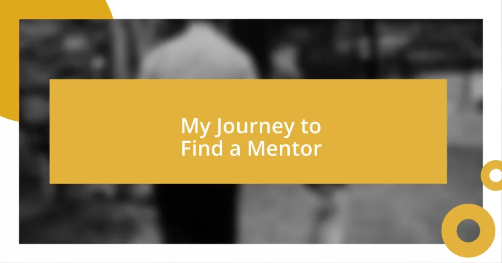 My Journey to Find a Mentor