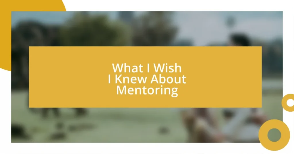 What I Wish I Knew About Mentoring